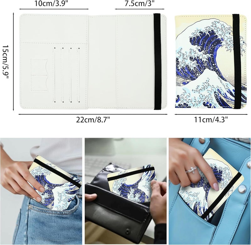 bassyil Ink Waves Passport Holder for Women and Men PU Leather Passport Cover for Travel - Image 5